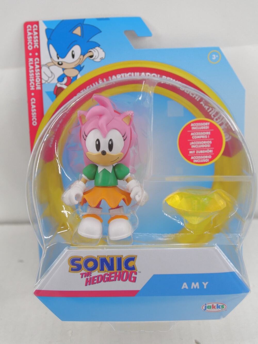 Sonic The Hedgehog Classic Amy 4" Figure w/ Yellow Chaos Emerald Jakks Pacific